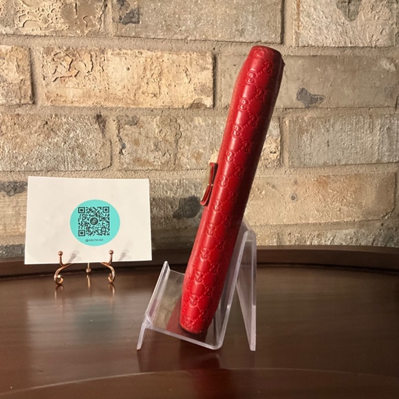 AUTHENTIC GUCCI RED LEATHER CONTINENTAL WALLET - Picture 5 of 15